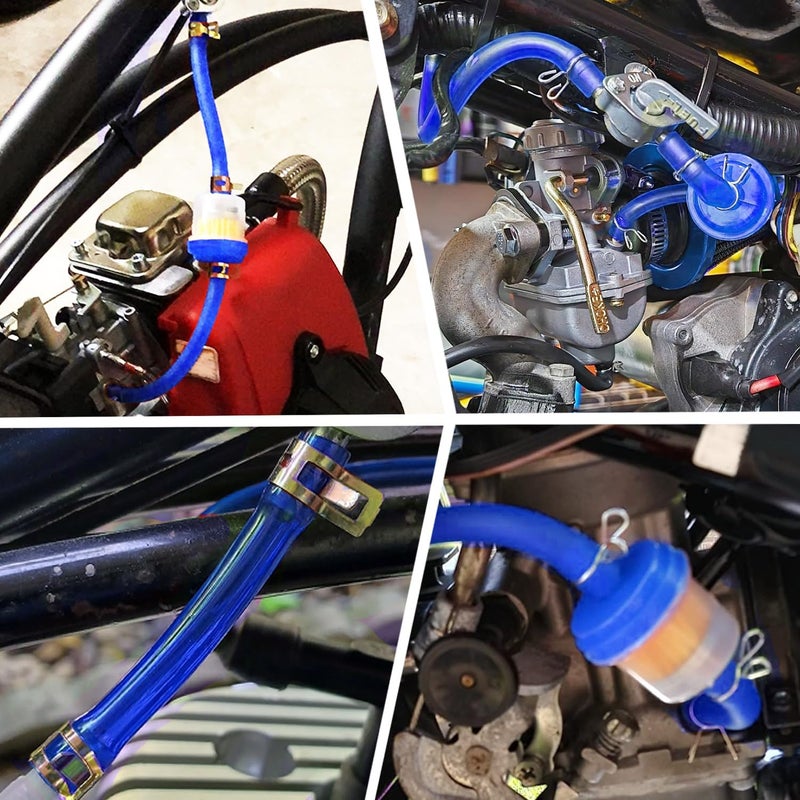 HOOUP Dirt Bike Gas Fuel Line Hose Fuel Filter for 50cc 110cc 125cc TaoTao Coolster Apollo GY6 Motorcycle Pit Bike Motocross Pocket Bike Chinese Atv Four Wheeler Moped Scooter Quad Go Kart Parts Blue - Image 3